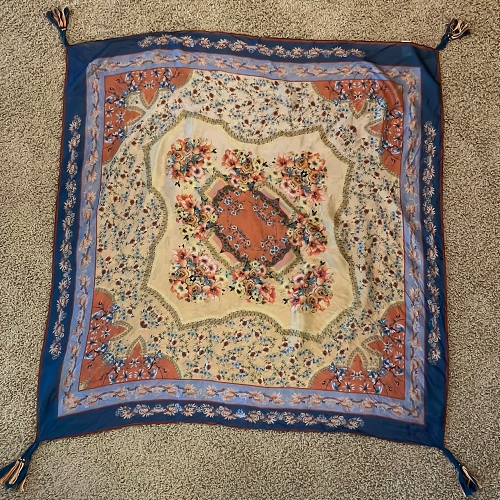 Johnny Was Floral Silk Scarf